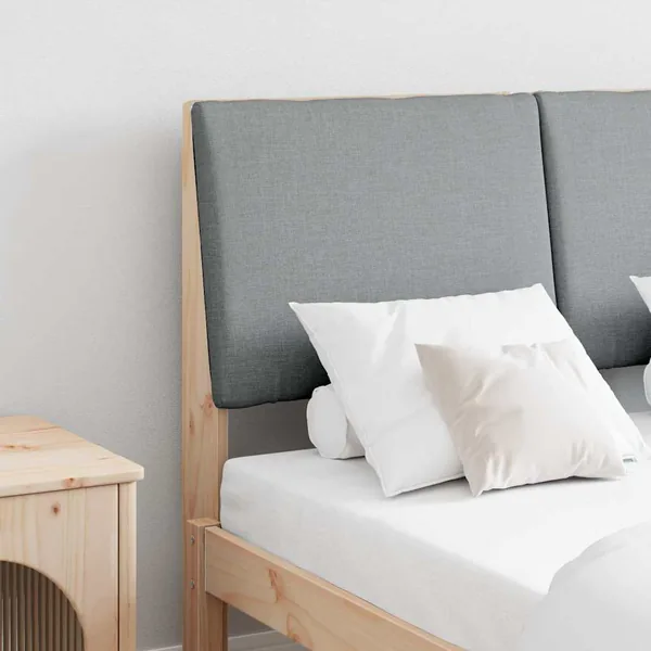 Tête de lit capitonnée Gris clair 135 cm Pin massif
