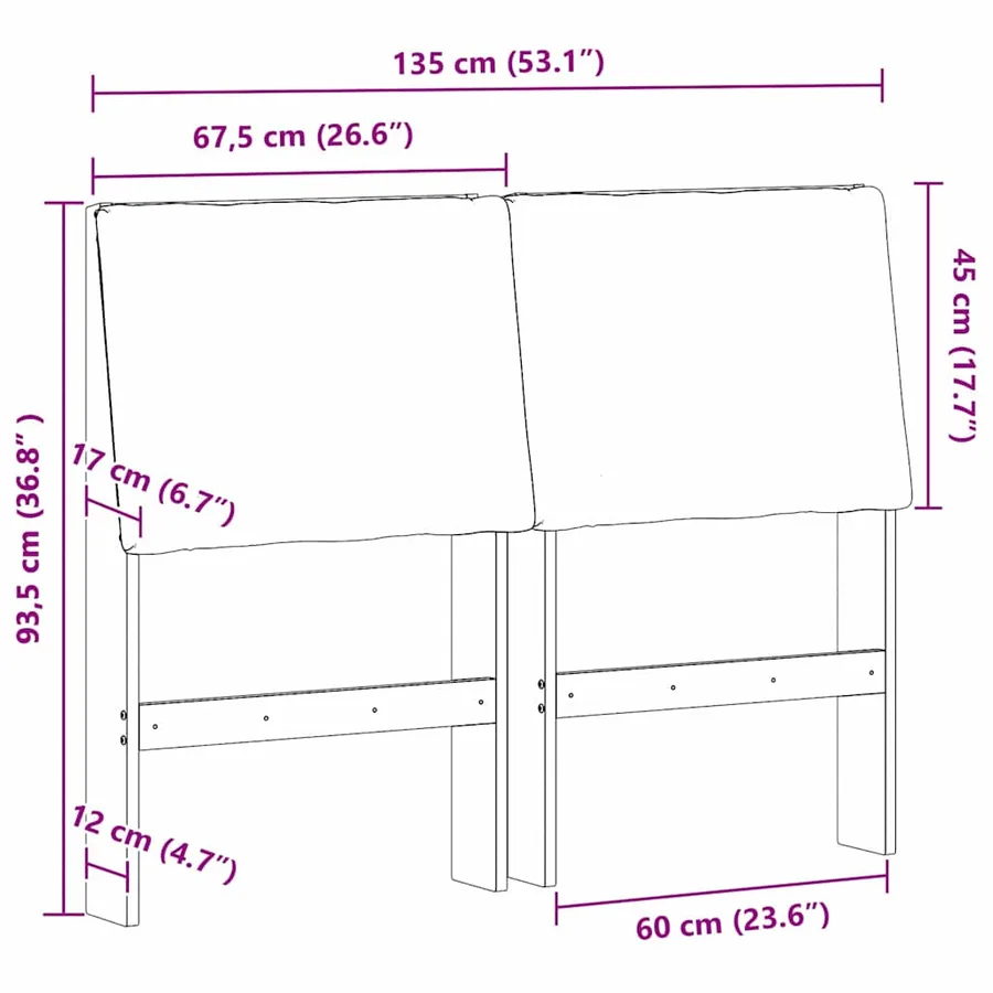 Tête de lit capitonnée Gris clair 135 cm Pin massif - 11