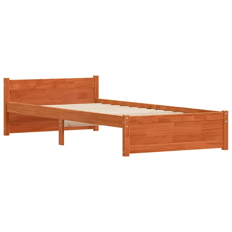 Cadre de lit Brun cire 205.5 x 95.5 x 51 cm Pin massif - 4