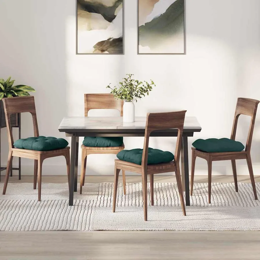 Coussins de siège 4 pcs Vert foncé 40 x 40 x 12 cm tissu