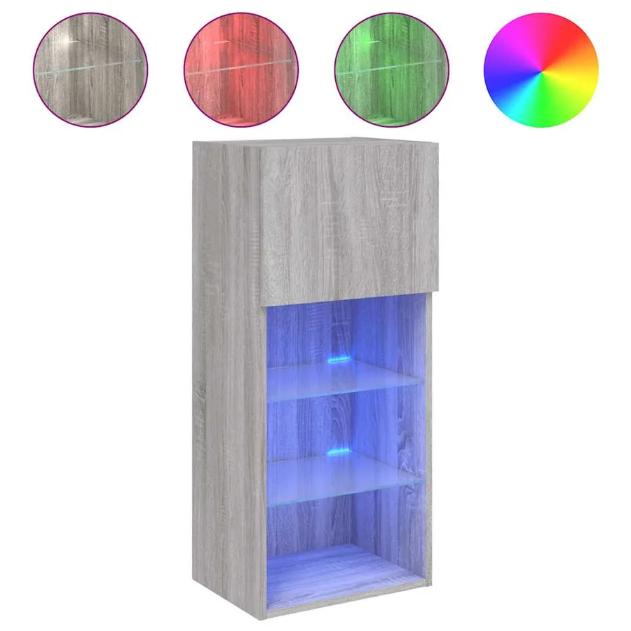 Meuble TV avec lumières LED sonoma gris 40,5x30x90 cm - 2