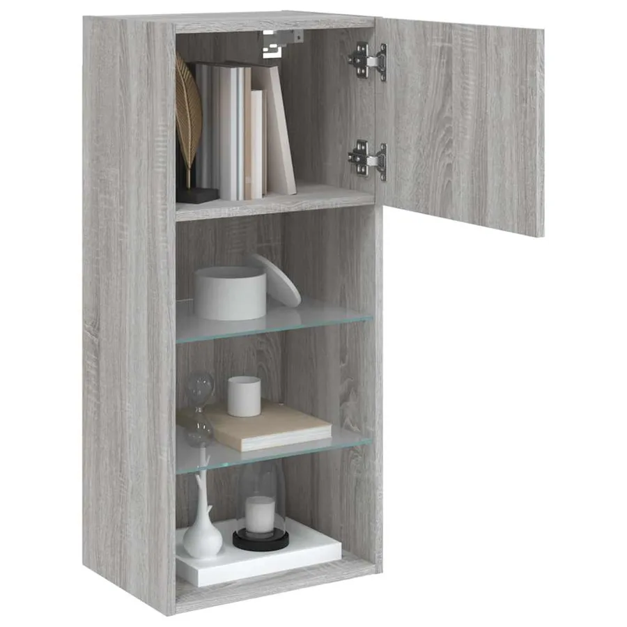 Meuble TV avec lumières LED sonoma gris 40,5x30x90 cm - 6