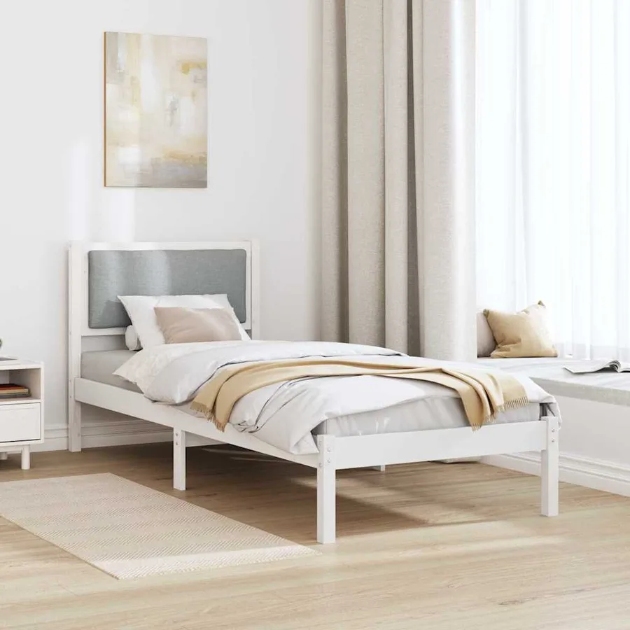 Cadre de lit avec tête de lit Gris clair 80 x 190 cm Pin massif - 4