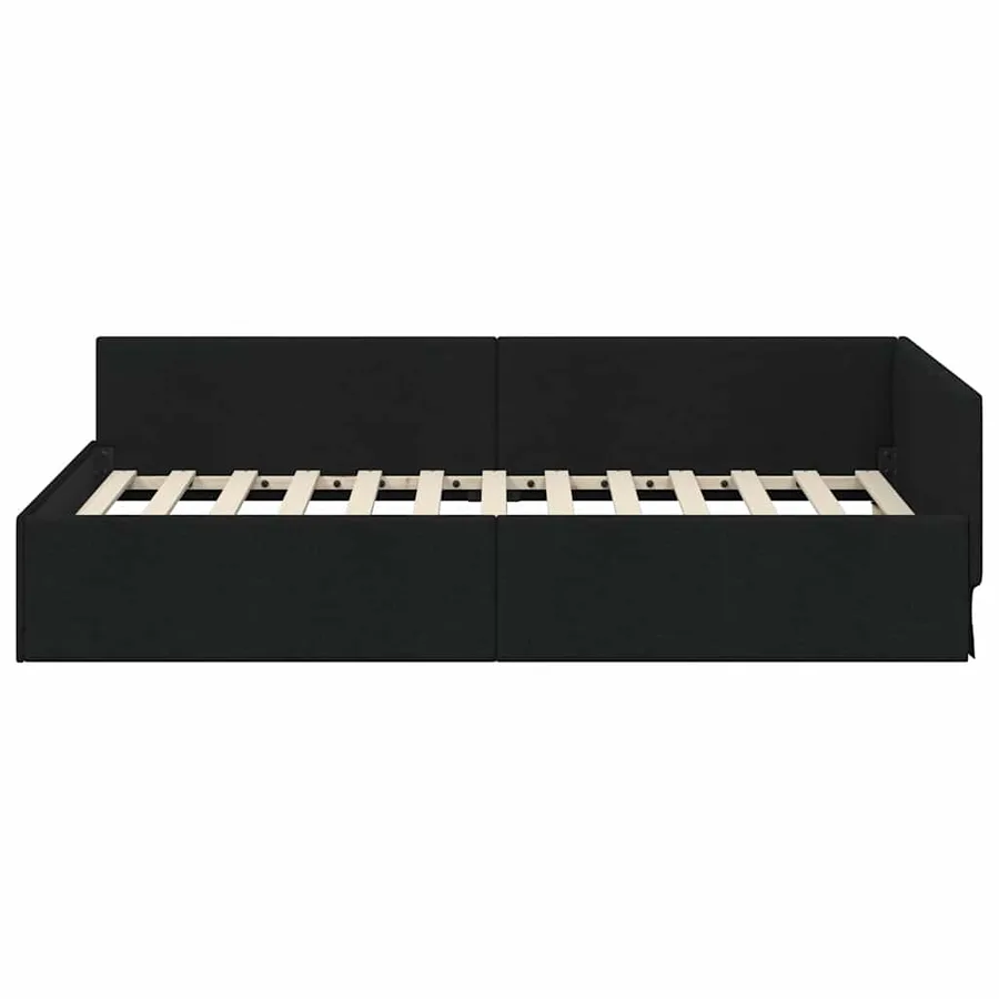Cadre de lit d'angle Noir 100 cm x 200 cm tissu - 5