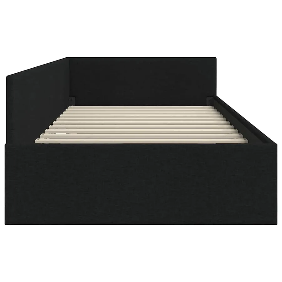 Cadre de lit d'angle Noir 100 cm x 200 cm tissu - 6