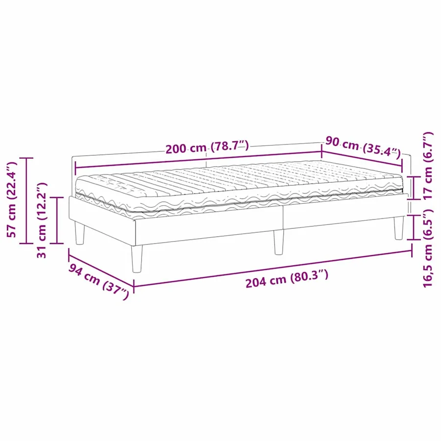 Cadre de lit d'angle avec matelas Autre 2 pcs Gris Velours - 14