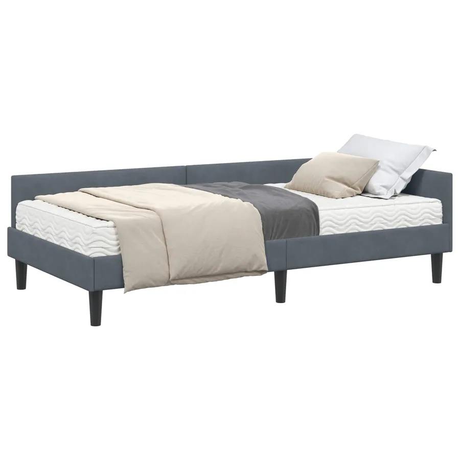 Cadre de lit d'angle avec matelas Autre 2 pcs Gris Velours - 2