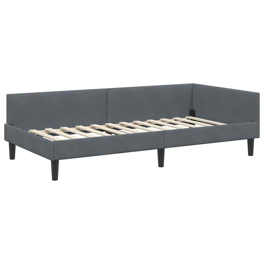 Cadre de lit d'angle avec matelas Autre 2 pcs Gris Velours - 6