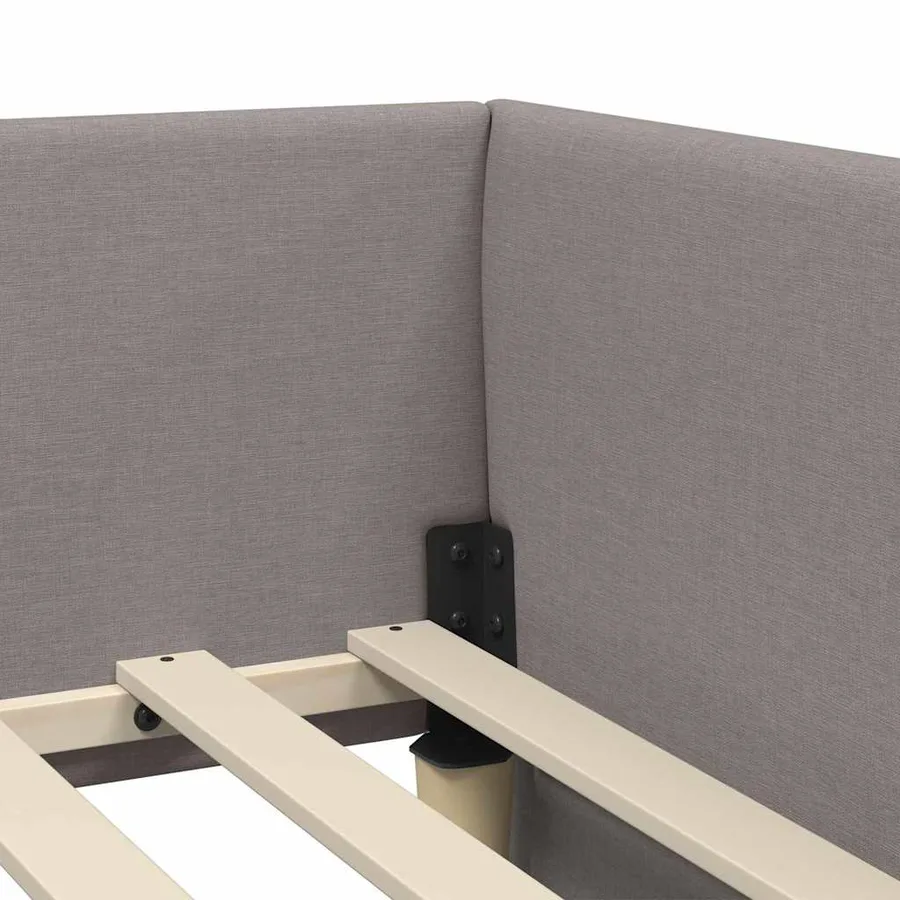 Cadre de lit d'angle avec matelas 2 pcs Taupe tissu - 10