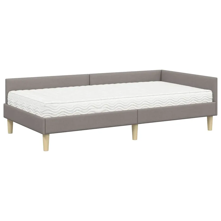 Cadre de lit d'angle avec matelas 2 pcs Taupe tissu - 4