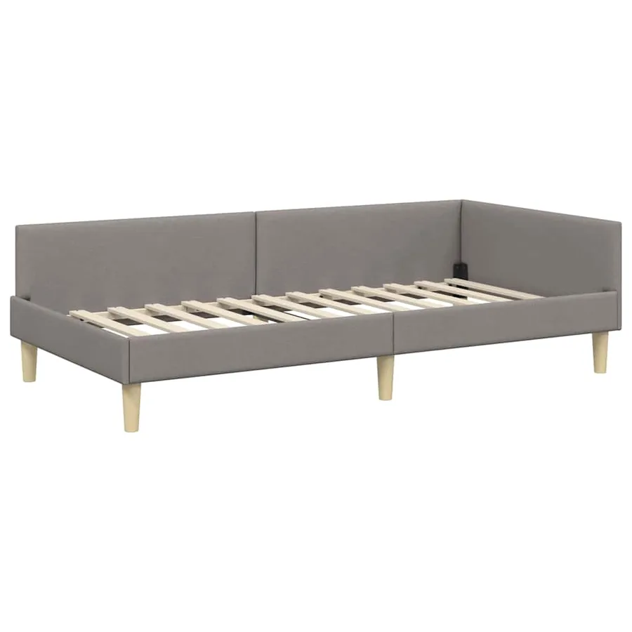 Cadre de lit d'angle avec matelas 2 pcs Taupe tissu - 6