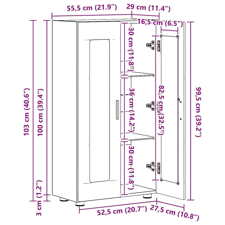 Buffet FLORIN Chêne brun 55,5 x 29 x 100 cm Bois d'ingénierie - 12