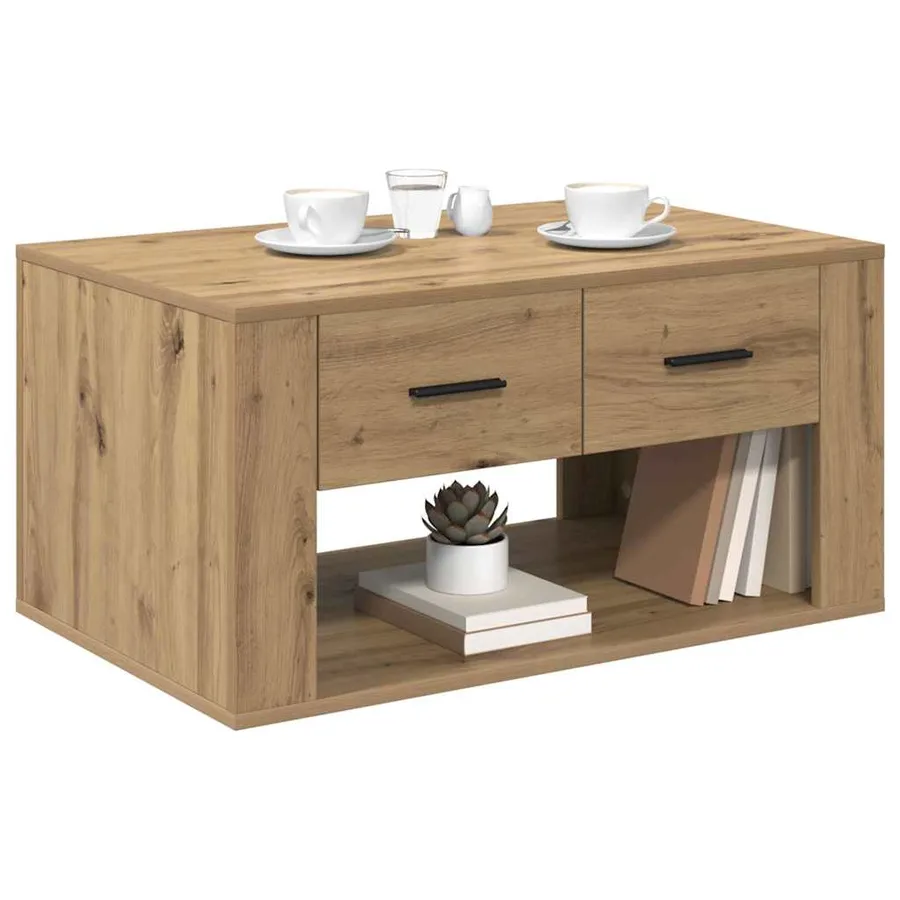 Table basse Chêne artisanal 80 x 50 x 40 cm Bois d'ingénierie - 3