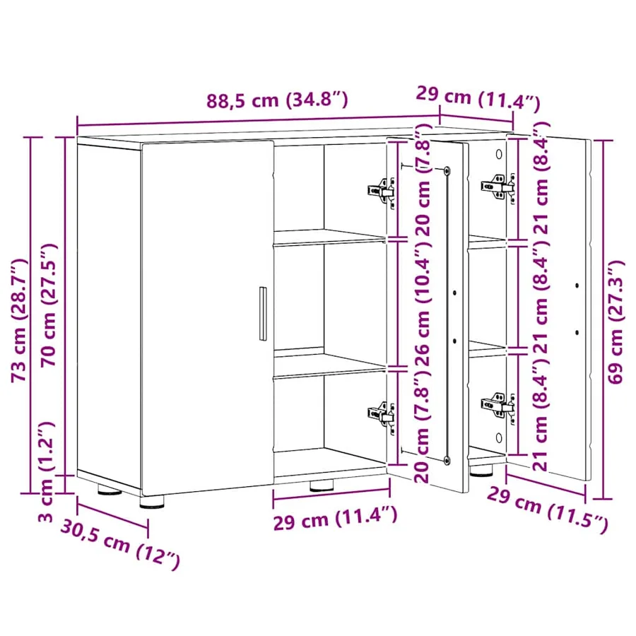 Cabinet en Bois avec stockage Bois ancien 88,5 x 30,5 x 73 cm - 15