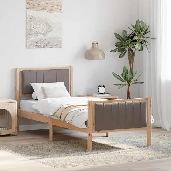 Cadre de lit Marron et taupe 80 x 200 cm Bois massif en pin