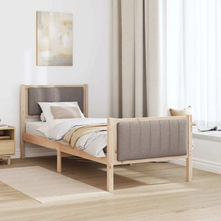 Cadre de lit Marron et taupe 80 x 200 cm Bois massif en pin - 4