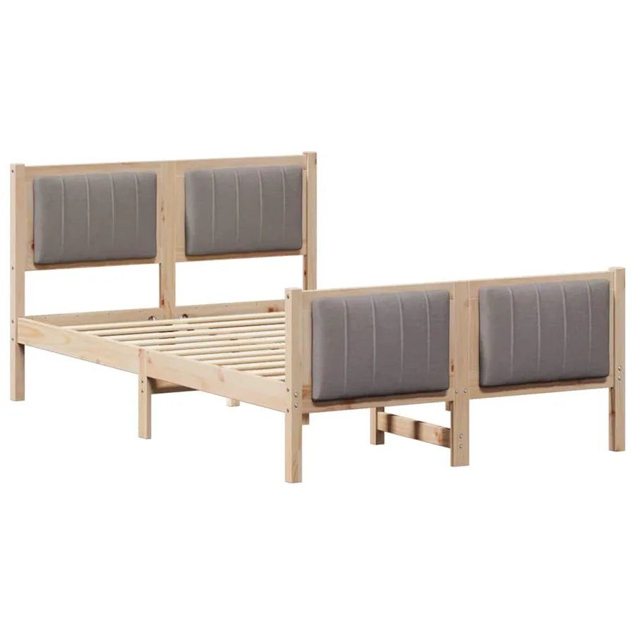 Cadre de lit Marron et taupe 120 x 190 cm Bois massif en pin - 2