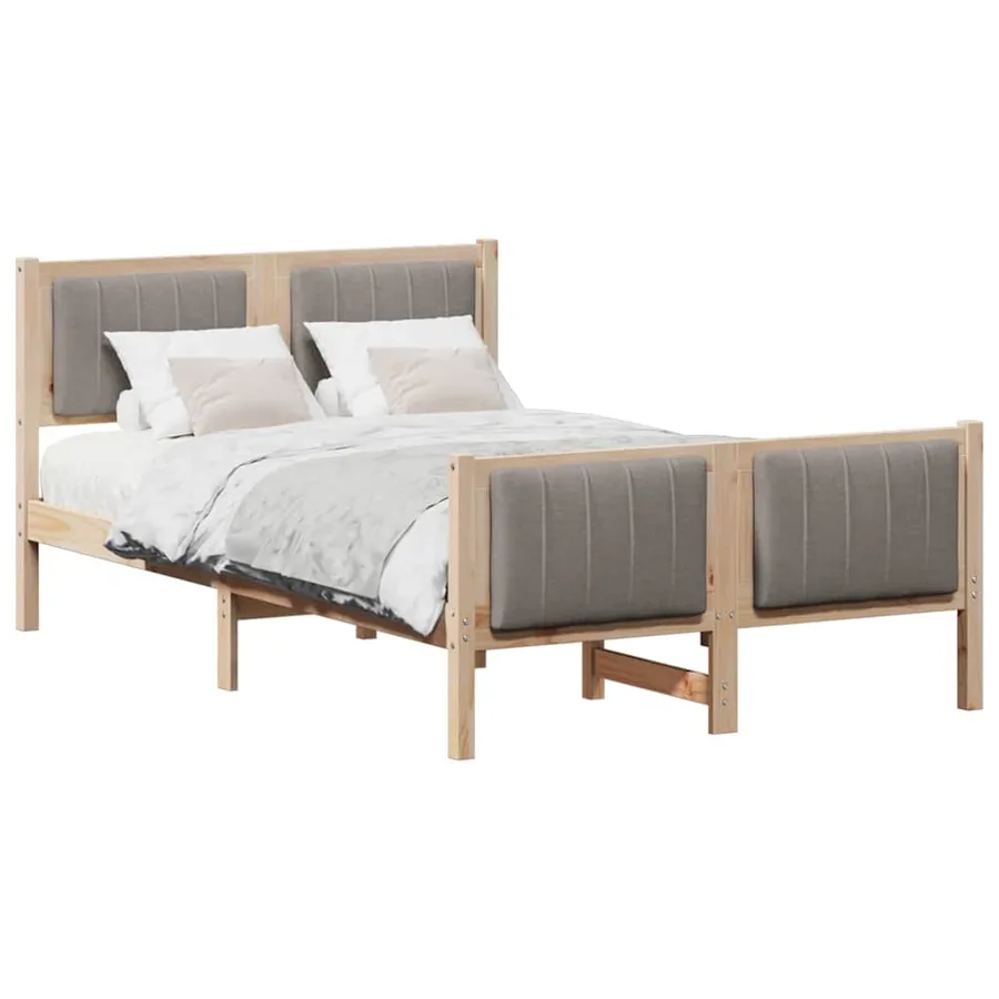 Cadre de lit Marron et taupe 120 x 190 cm Bois massif en pin - 3