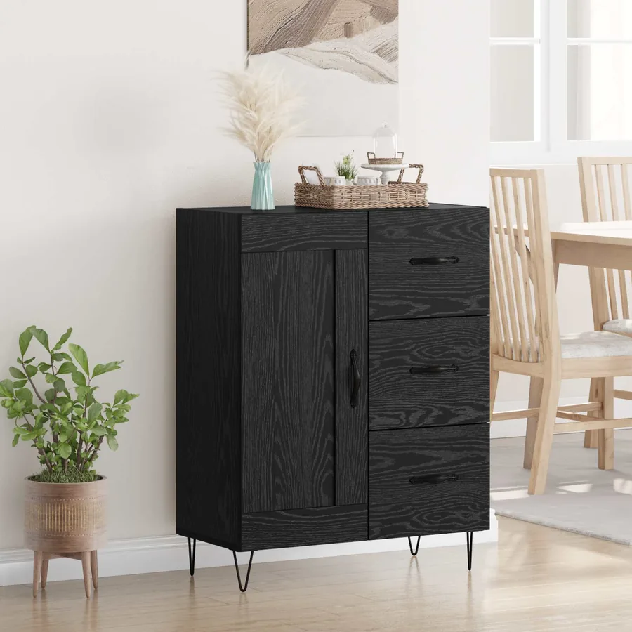 Buffet Chêne Noir 69,5 x 34 x 90 cm Bois d’ingénierie