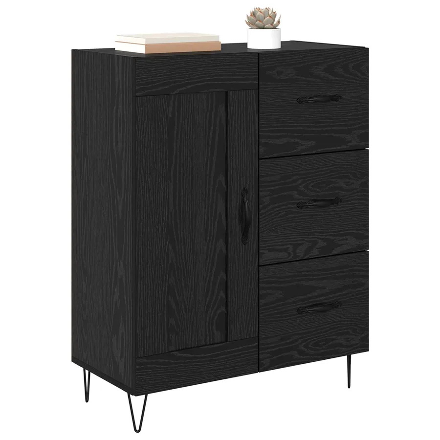 Buffet Chêne Noir 69,5 x 34 x 90 cm Bois d’ingénierie - 3