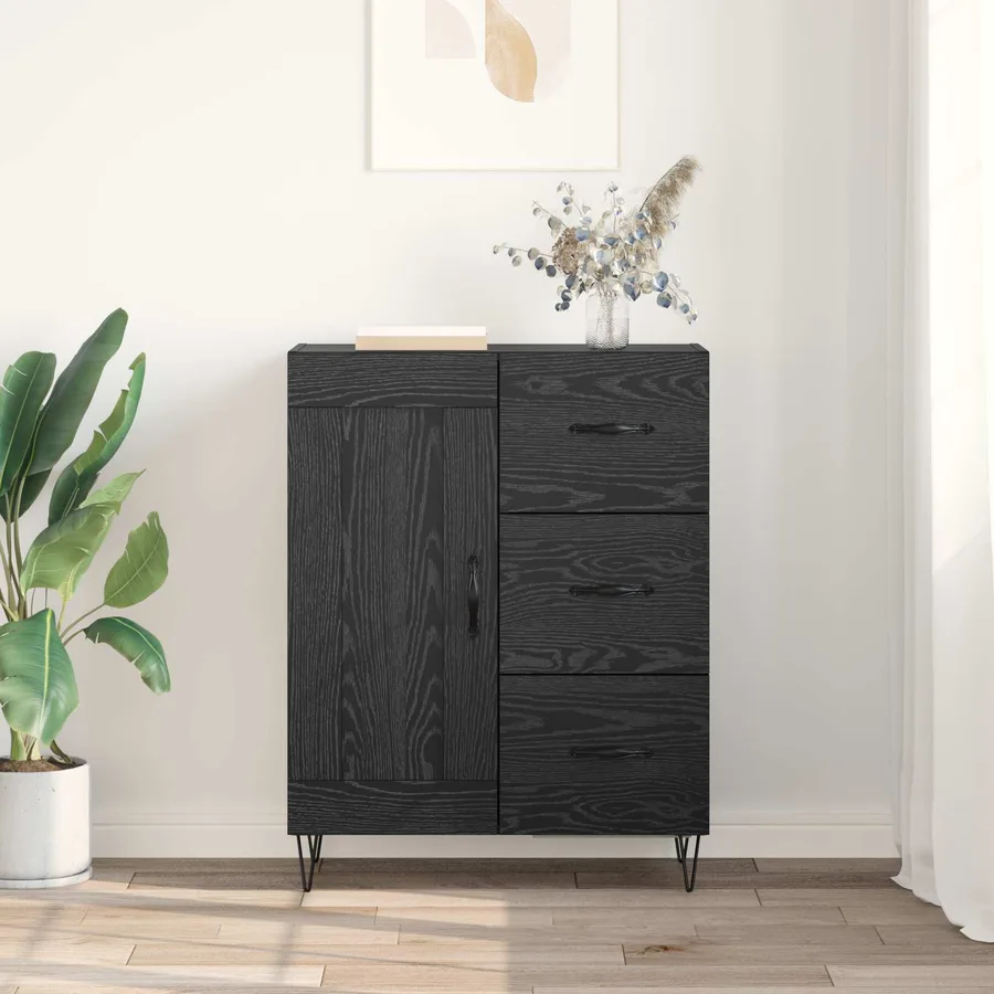 Buffet Chêne Noir 69,5 x 34 x 90 cm Bois d’ingénierie - 4
