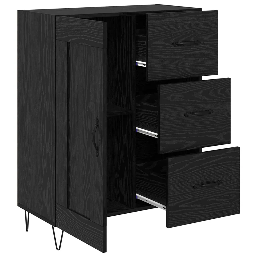Buffet Chêne Noir 69,5 x 34 x 90 cm Bois d’ingénierie - 5