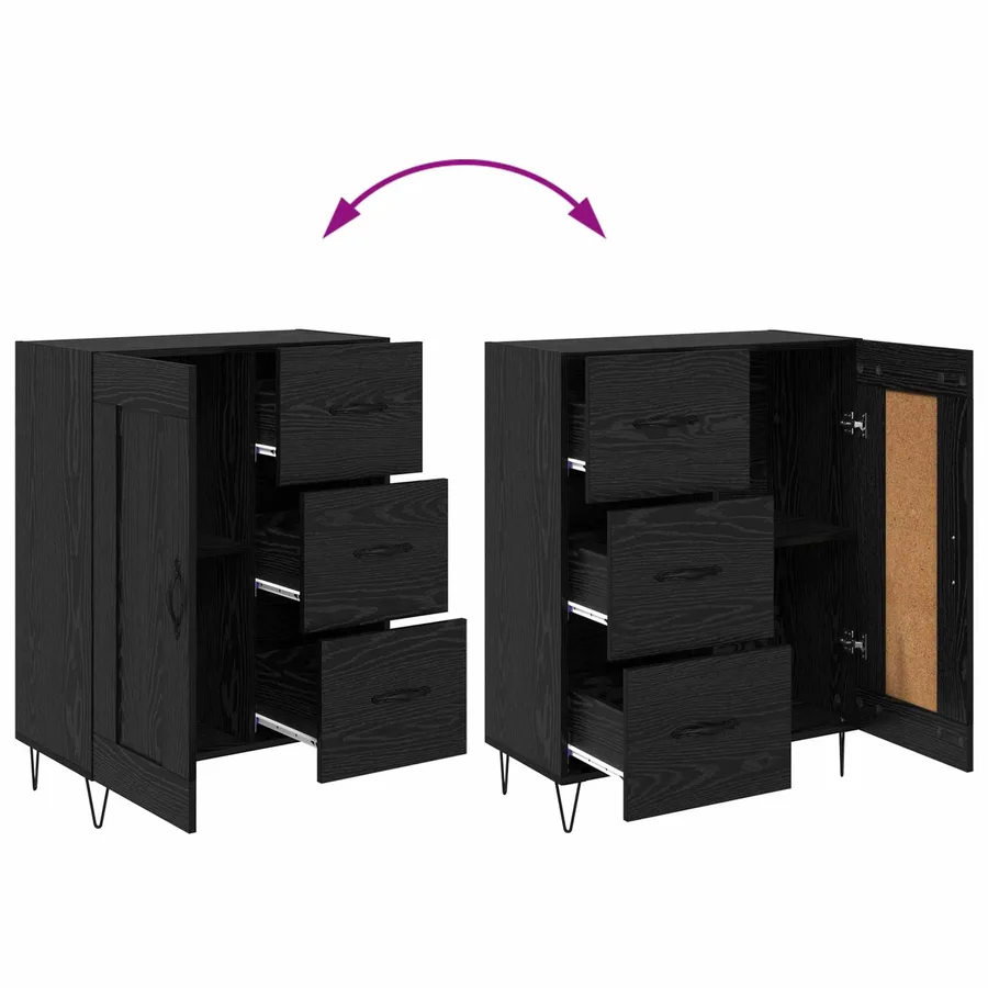 Buffet Chêne Noir 69,5 x 34 x 90 cm Bois d’ingénierie - 8