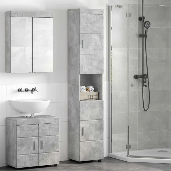 Ensemble d'armoire de salle de bain TULUM Gris béton