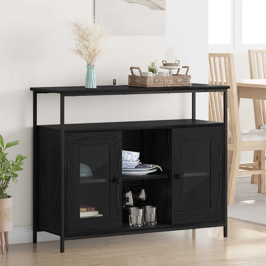 Buffet Chêne noir 100 x 35 x 80 cm Bois d'ingénierie