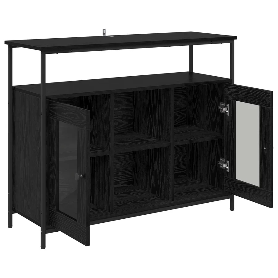 Buffet Chêne noir 100 x 35 x 80 cm Bois d'ingénierie - 5