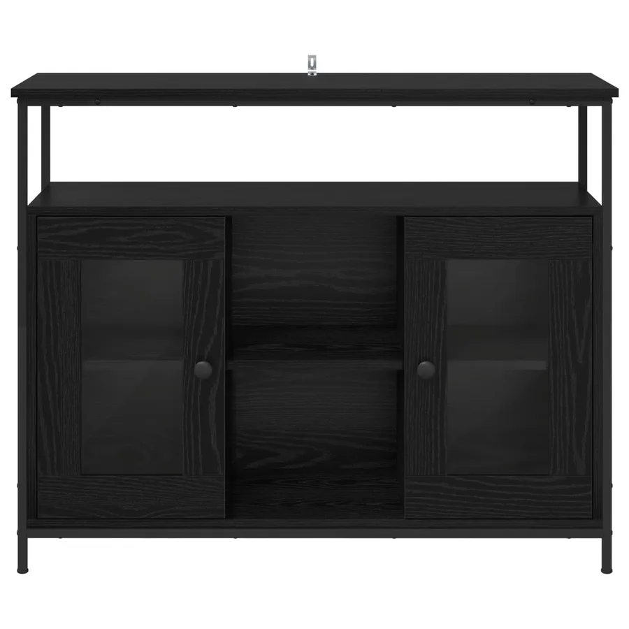 Buffet Chêne noir 100 x 35 x 80 cm Bois d'ingénierie - 6
