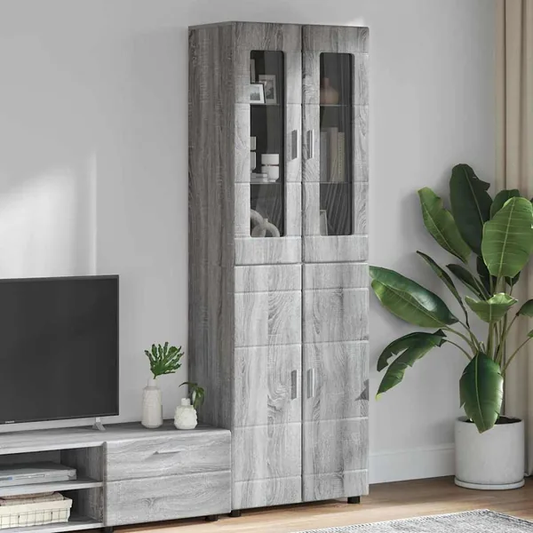 Haut Armoire avec étagère FLORIN Gris Sonoma 60 x 35 x 182 cm