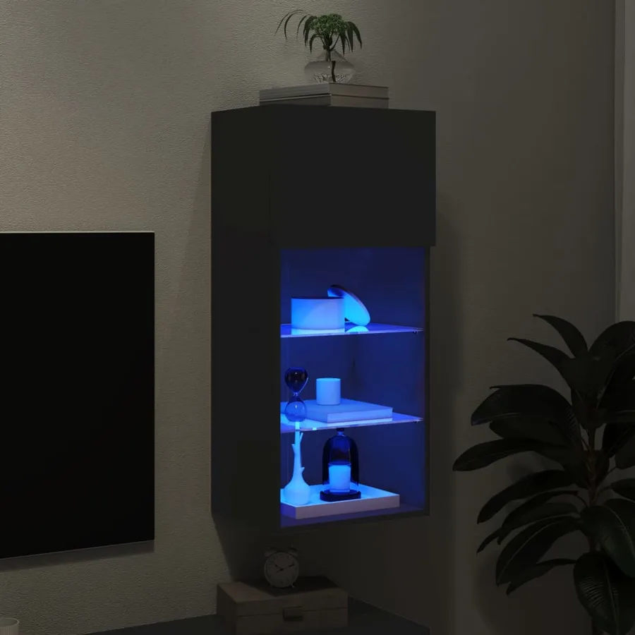 Meuble TV avec lumières LED noir 40,5x30x90 cm - 5