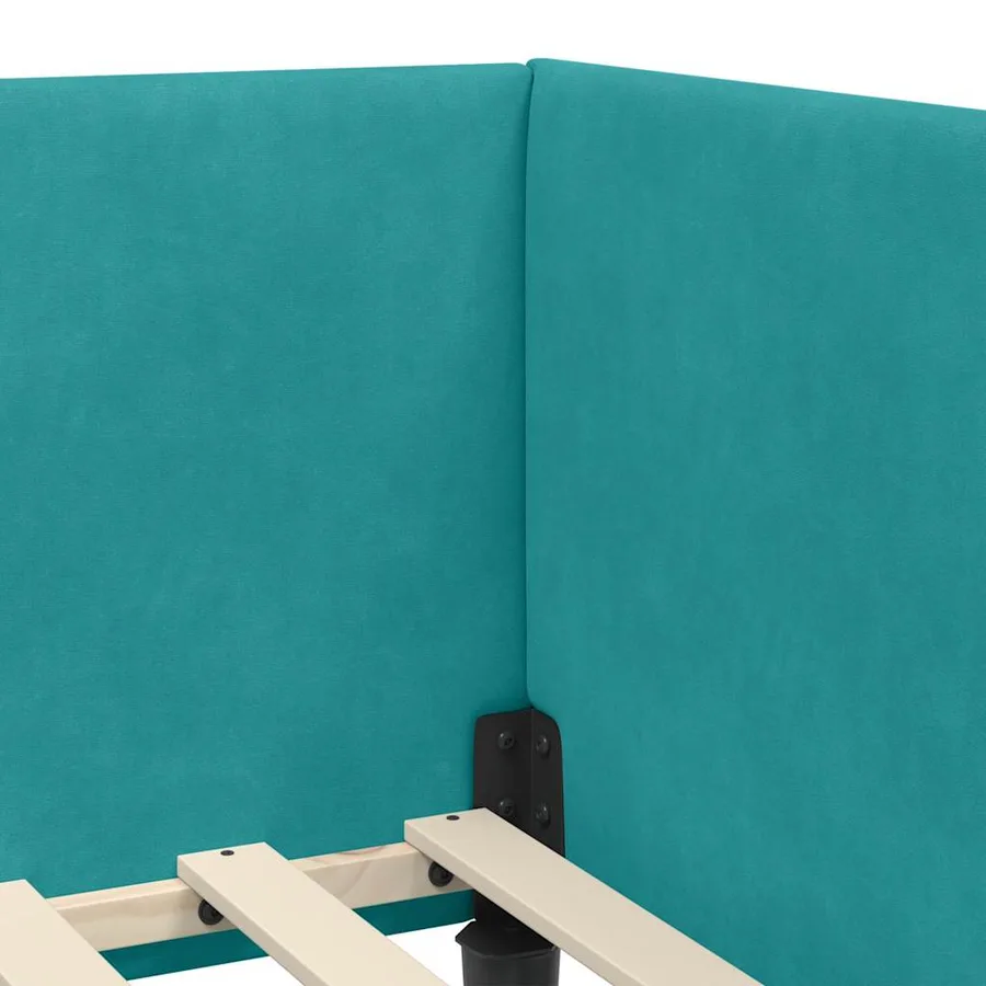 Cadre de lit d'angle avec matelas Autre 2 pcs Turquoise Velours - 8