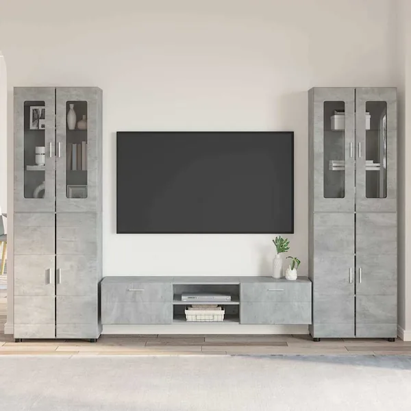 Ensemble meuble TV FLORIN 3 pcs Gris béton Bois d'ingénierie