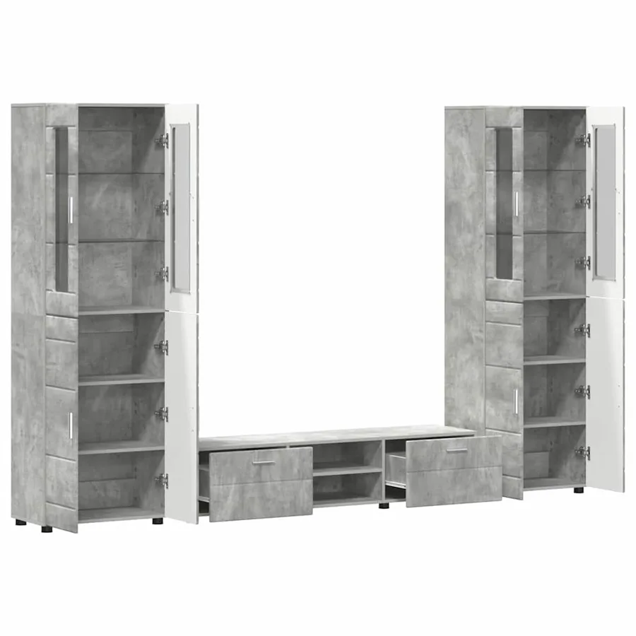 Ensemble meuble TV FLORIN 3 pcs Gris béton Bois d'ingénierie - 5