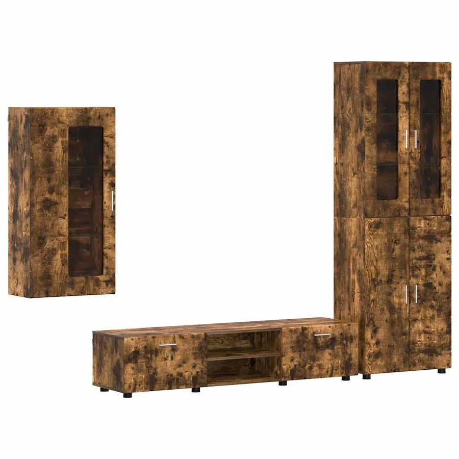 Ensemble meuble TV FLORIN 3 pcs Chêne fumé Bois d'ingénierie - 2