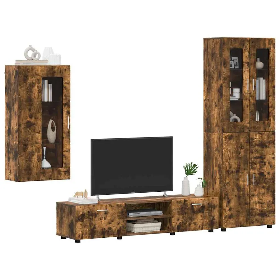 Ensemble meuble TV FLORIN 3 pcs Chêne fumé Bois d'ingénierie - 3