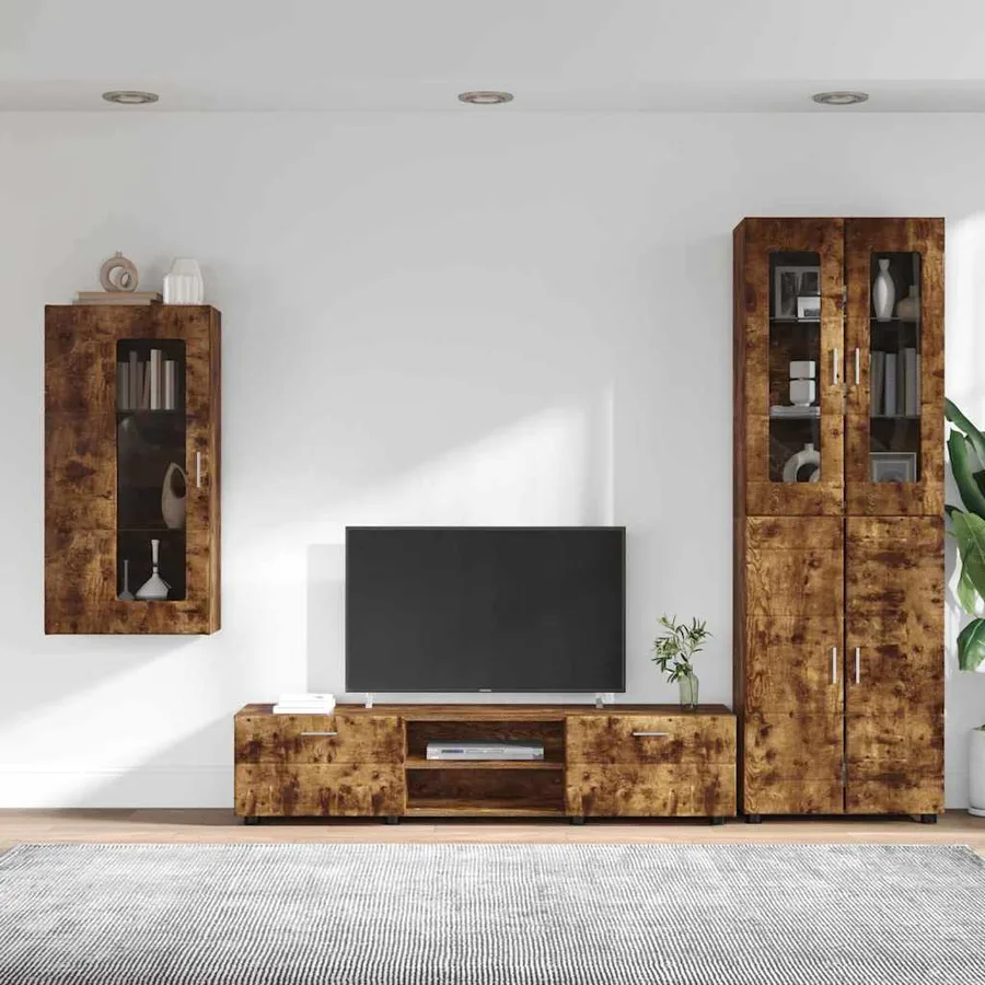 Ensemble meuble TV FLORIN 3 pcs Chêne fumé Bois d'ingénierie - 4