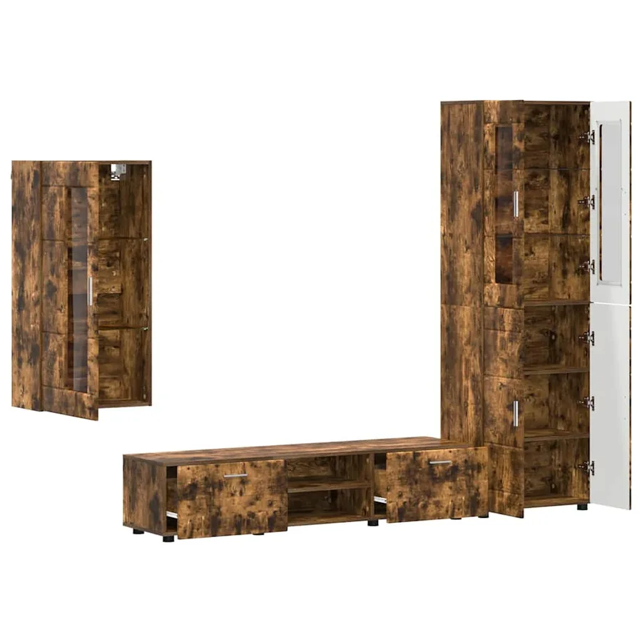 Ensemble meuble TV FLORIN 3 pcs Chêne fumé Bois d'ingénierie - 5