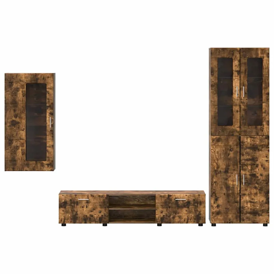Ensemble meuble TV FLORIN 3 pcs Chêne fumé Bois d'ingénierie - 9