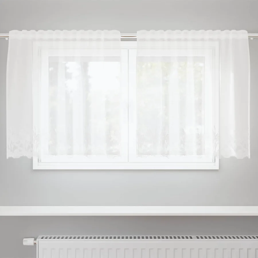 Rideau en Dentelle avec des rideaux Blanc 80 x 150 cm Polyester