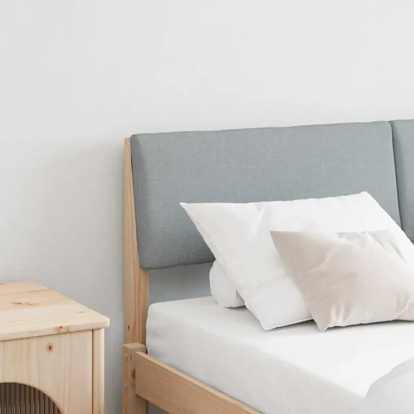 Tête de lit capitonnée Gris clair 140 cm Pin massif