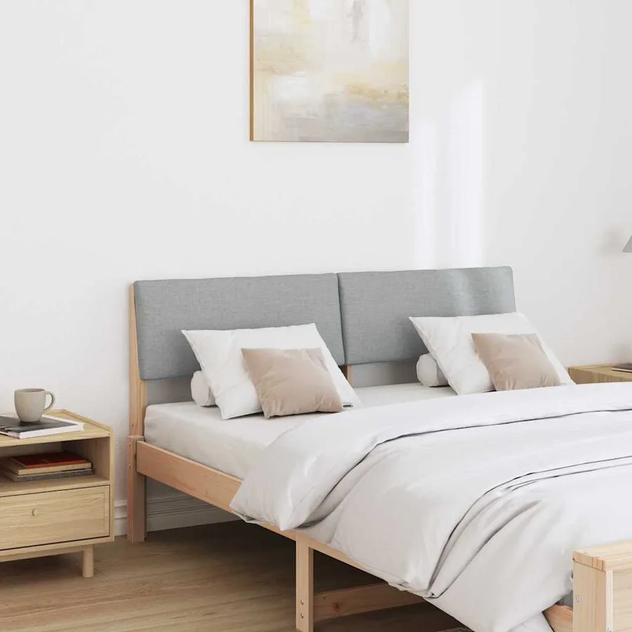 Tête de lit capitonnée Gris clair 140 cm Pin massif - 3