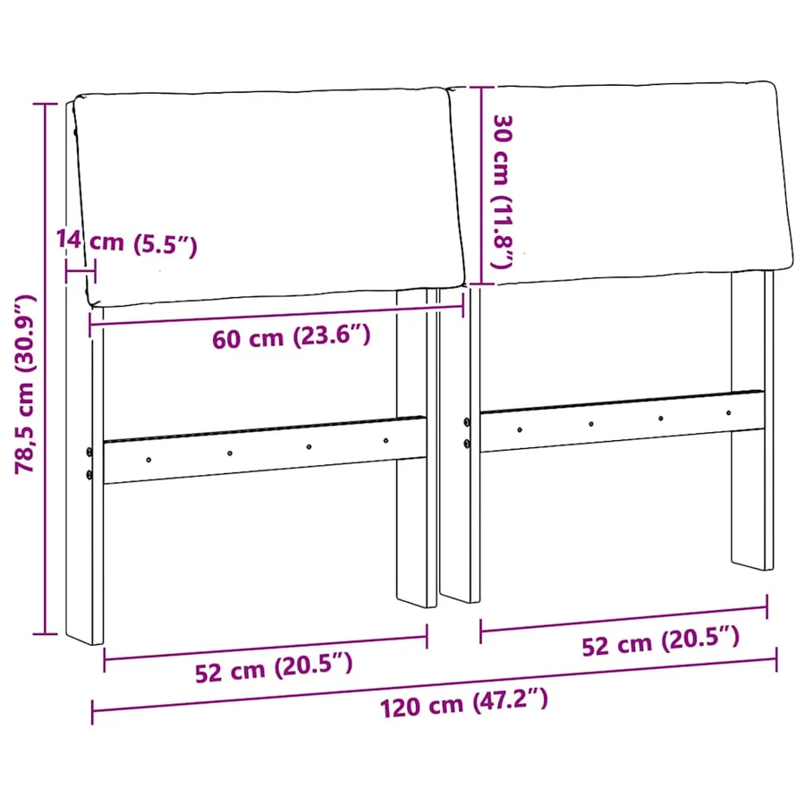 Tête de lit capitonnée Gris clair 120 cm Pin massif - 11