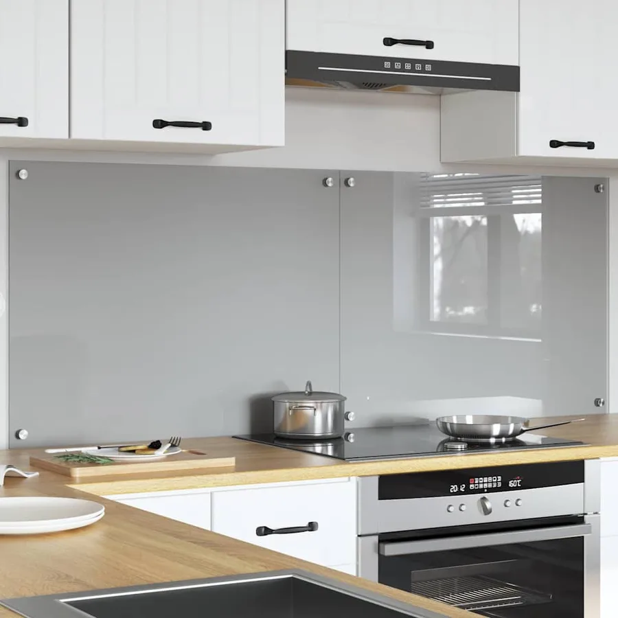 Crédence de cuisine 2 pcs Gris clair 80 x 60 cm verre trempé - 3