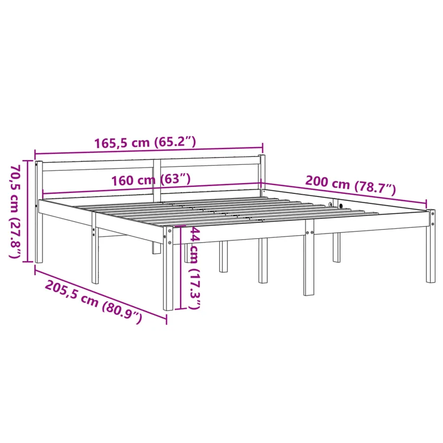 Lit pour personne âgée sans matelas 160x200 cm bois pin massif - 9