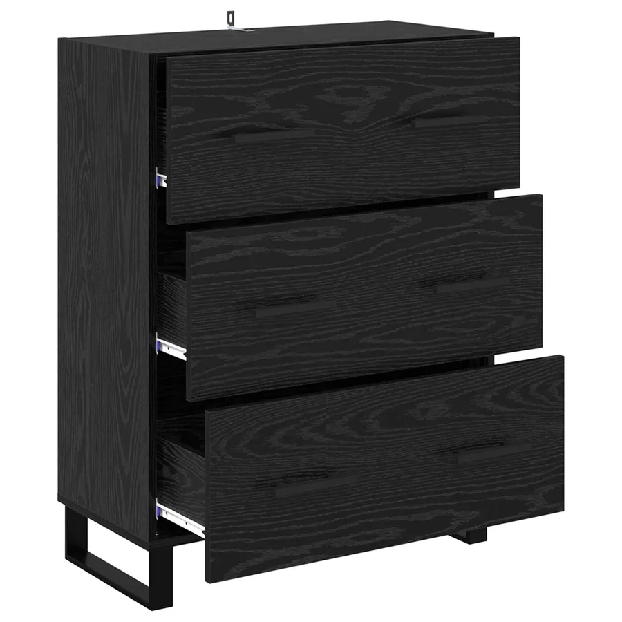 Buffet Chêne noir 69,5 x 34 x 90 cm Bois d'ingénierie et fer - 5