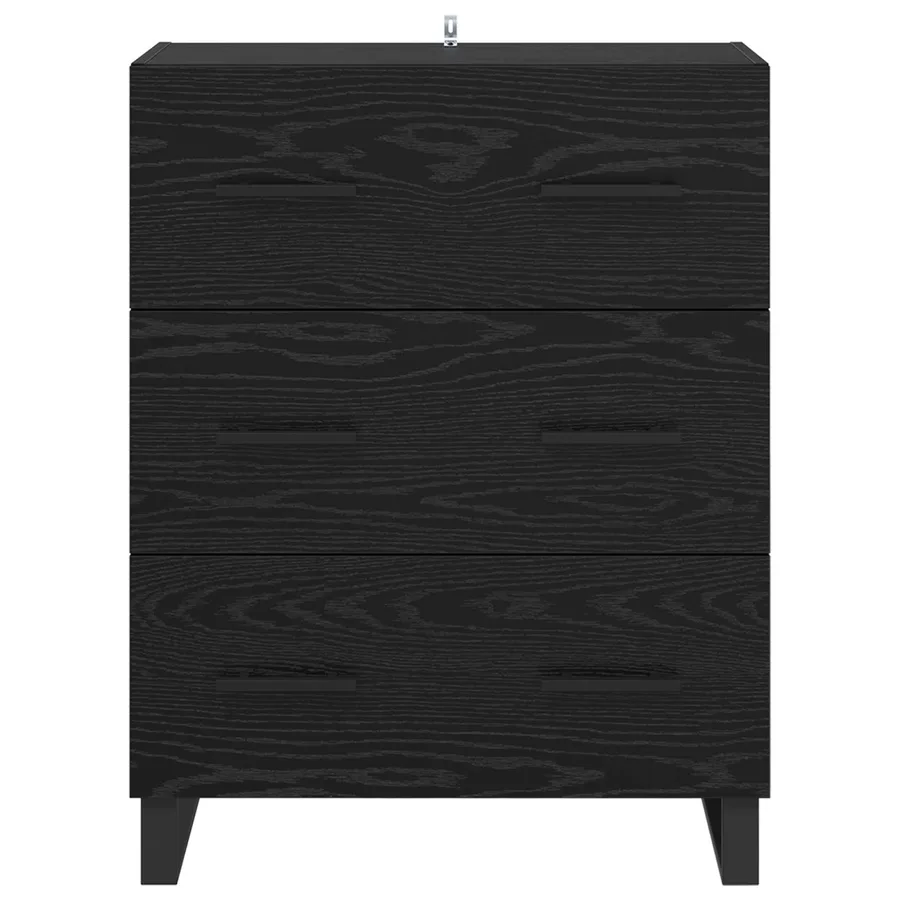 Buffet Chêne noir 69,5 x 34 x 90 cm Bois d'ingénierie et fer - 6