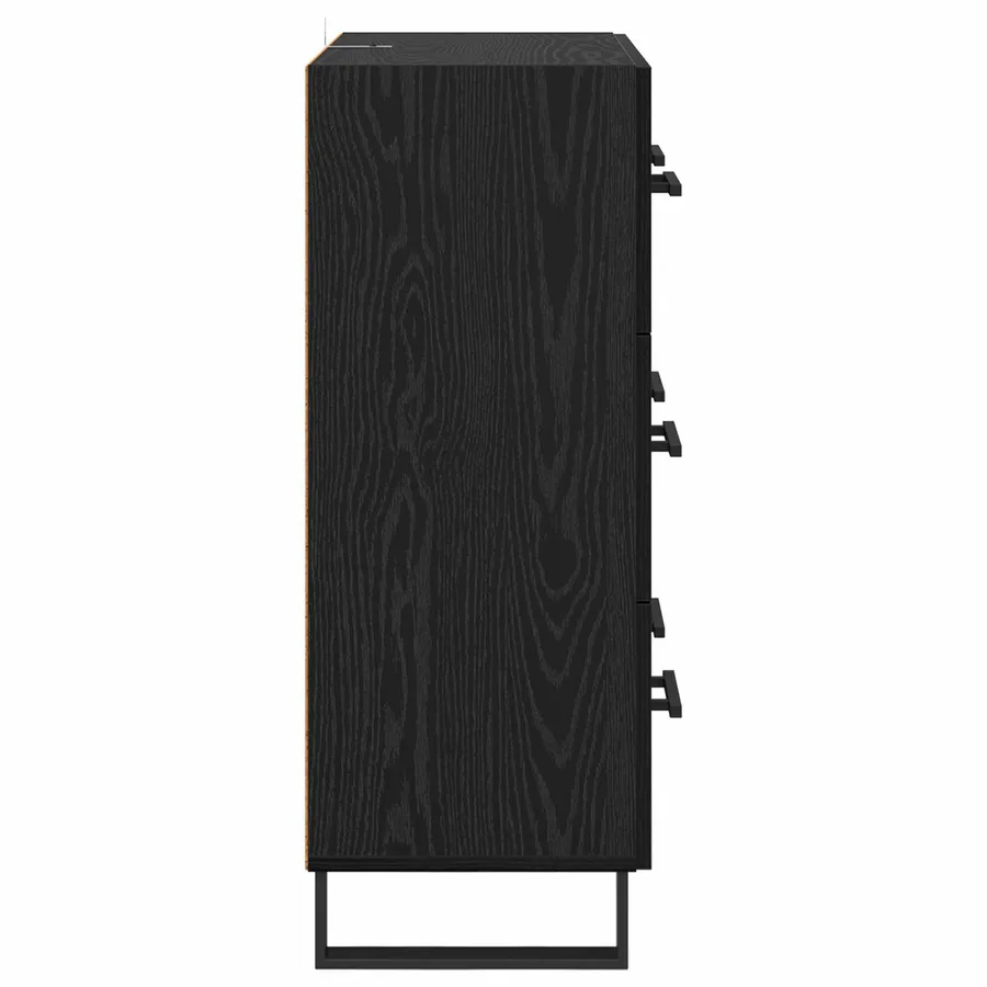 Buffet Chêne noir 69,5 x 34 x 90 cm Bois d'ingénierie et fer - 7